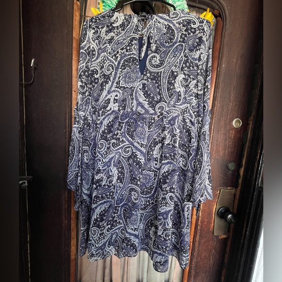 NWT Mini Baby Doll Boho Paisley Dress Flare Bell Sleeves Size M - Picture 7 of 7